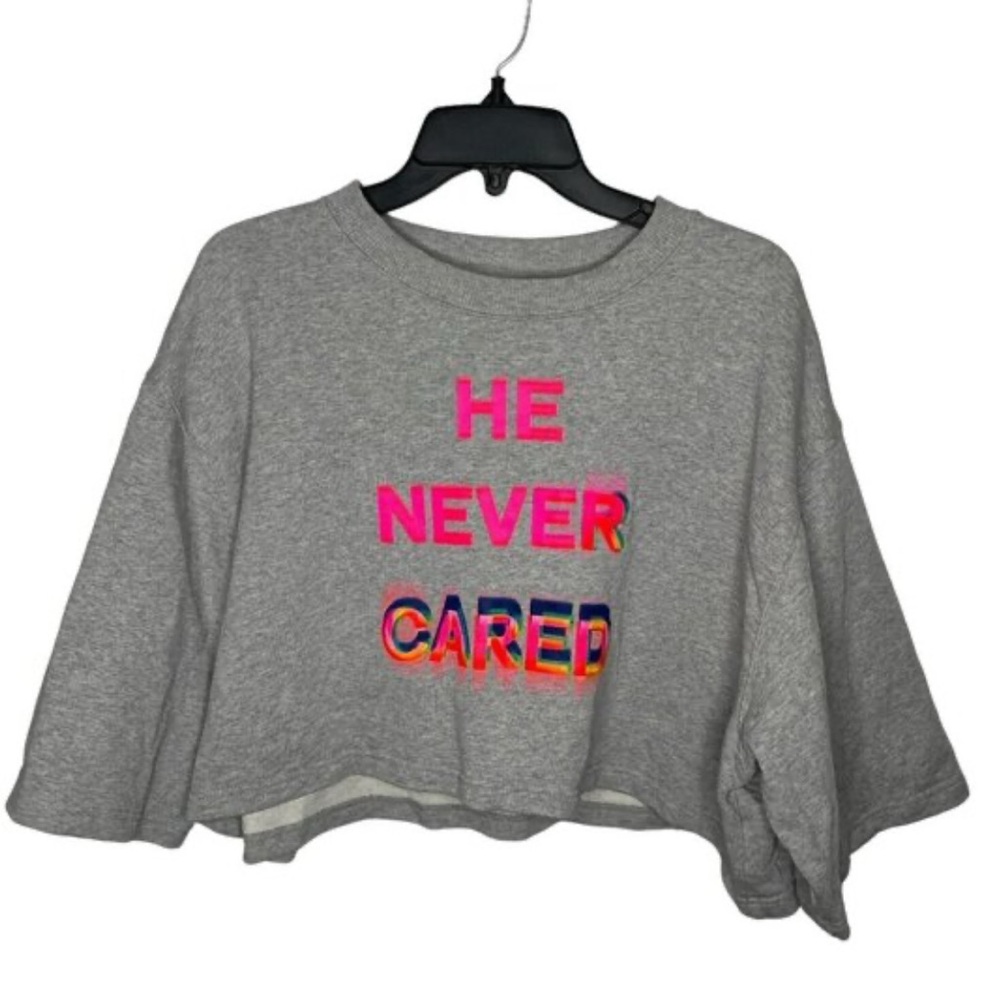 Marcelo Burlon Gray Pink He Never Cared Boxy Pullover Sweatshirt